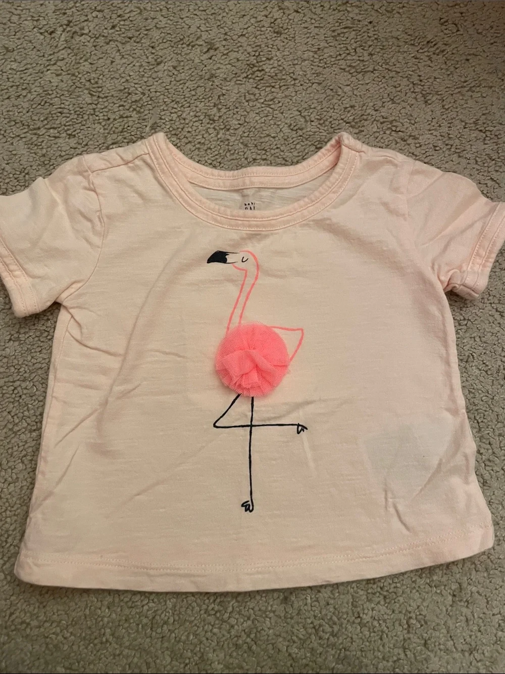 GAP Pink Tee with Flamingo & 3D Flower